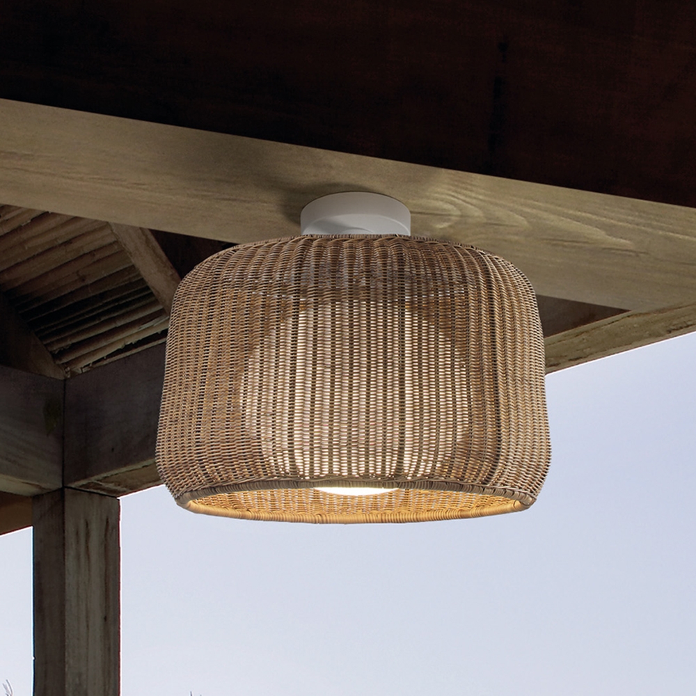 Bover Fora Outdoor Ceiling Light Rattan Brown Outdoor Lighting Outdoor Lighting