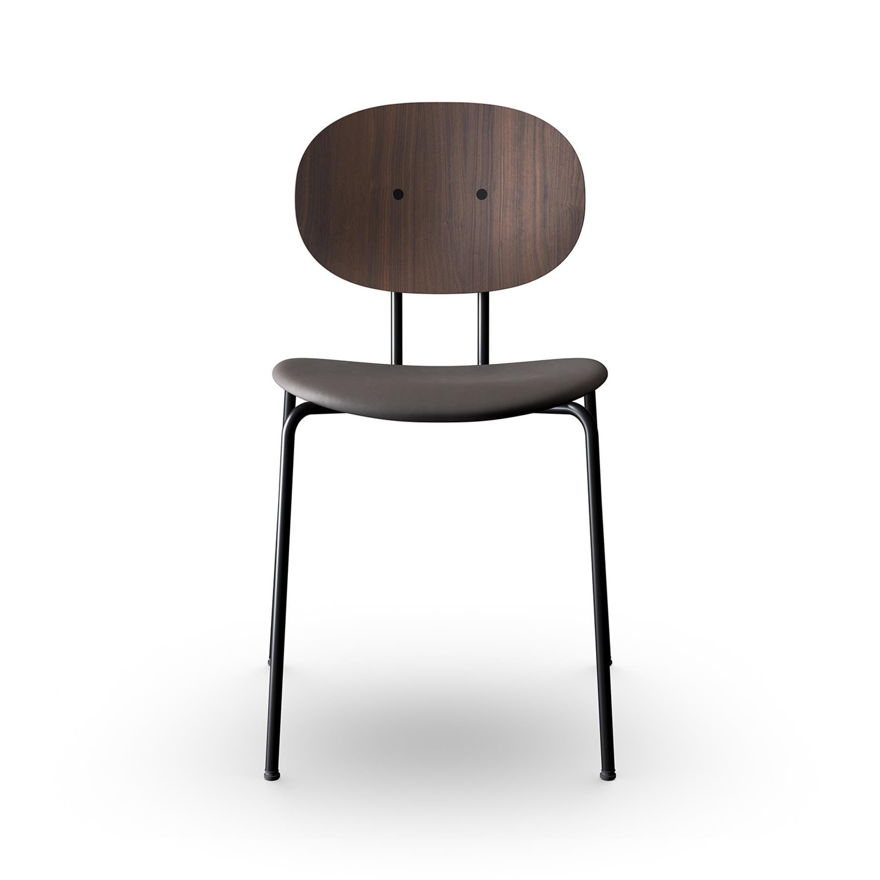 Sibast Piet Hein Dining Chair Black Steel Walnut Dunes Dark Brown Leather Designer Furniture From Holloways Of Ludlow