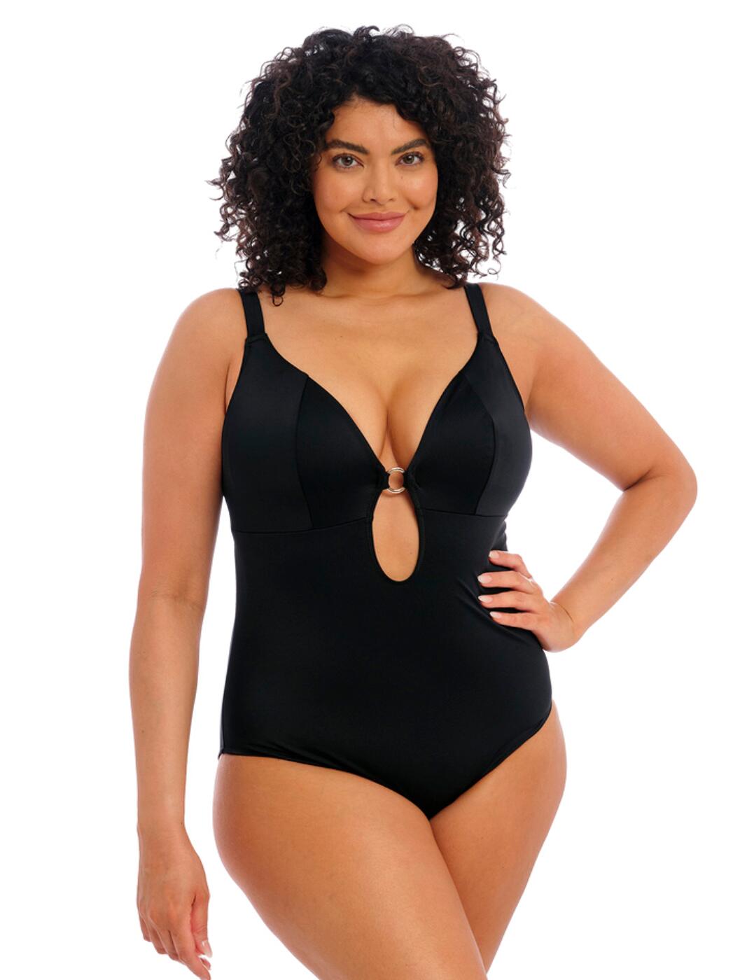 This flattering swimsuit from Elomi's Plain Sailing line is a must-have in your collection with its stunning neckline and comfortable design. This piece is wireless and has non-padded cups for utmost comfort for all-day wear that embrace your natural curves. Moderate rear coverage allows for a cheeky fit with each wear whilst still being comfortable. This simple yet timeless piece has adjustable straps and a clasp fastening. A plunging neckline accentuates your curves with the keyhole detail adding a modern touch.