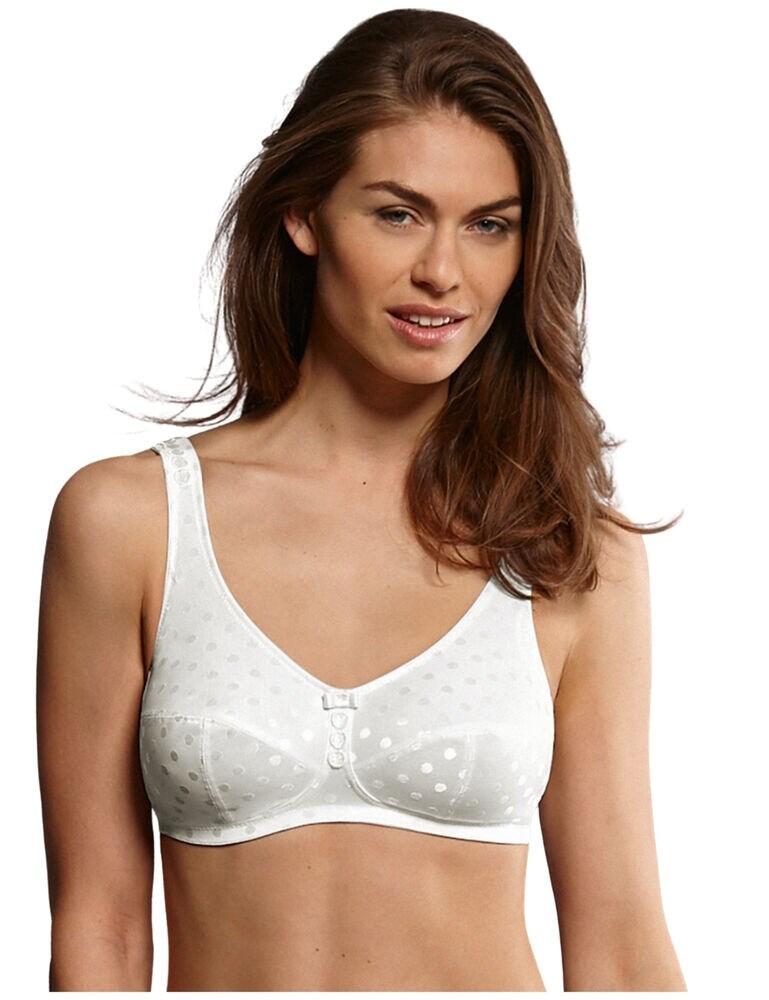 Get ultimate comfort from this post-mastectomy bra from Anita's Airita range. With airy lightweight jacquard material offering gentle support to the non-wired cups. This bra features a breathable structure regulating the climate of your skin. Delicate embroidery and shimmering dots add a feminine touch. Adjustable straps create a perfect fit, made wider to release pressure on your shoulders. The hook and eye closure to the back ensures a secure and comfortable all-day wear.  Airy lightweight jacquard material Non-wired Breathable structure Delicate embroidery Shimmering dots Adjustable wide straps Hook and eye closure Composition: 46% Nylon &pipe; 40% Polyester &pipe; 14% Elastane Listed in UK sizes  50078-90621-1198104 5750X Mastectomy Bra
