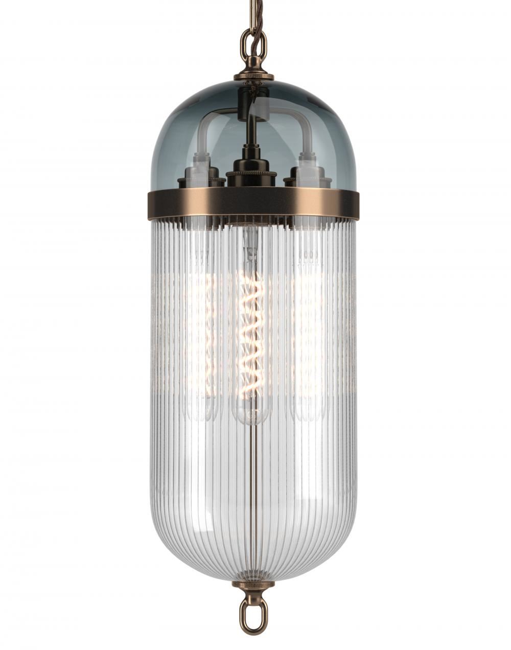 Aston Lantern Antique Brass Smoked Skinny