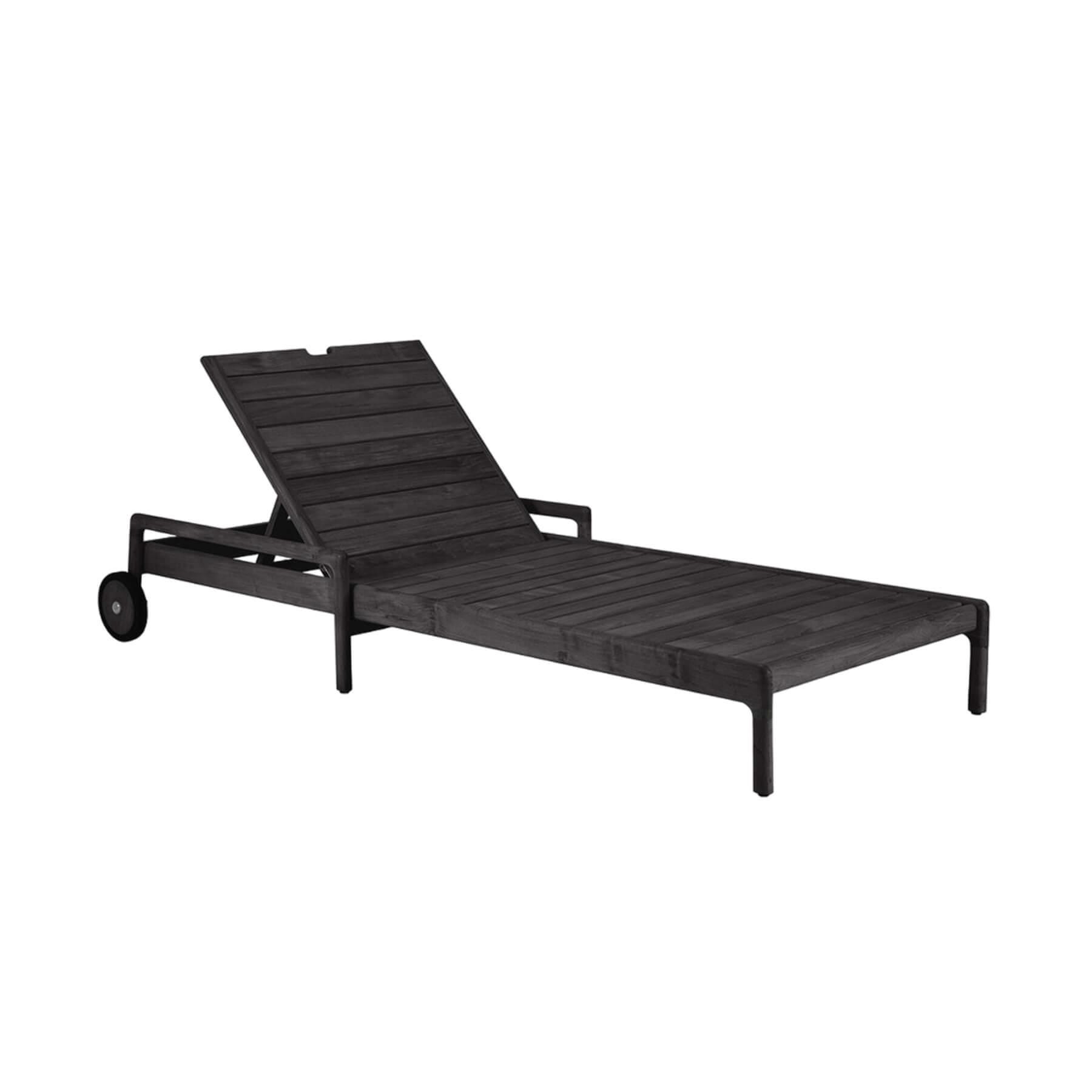 Ethnicraft Jack Outdoor Lounger Black Teak No Cushion