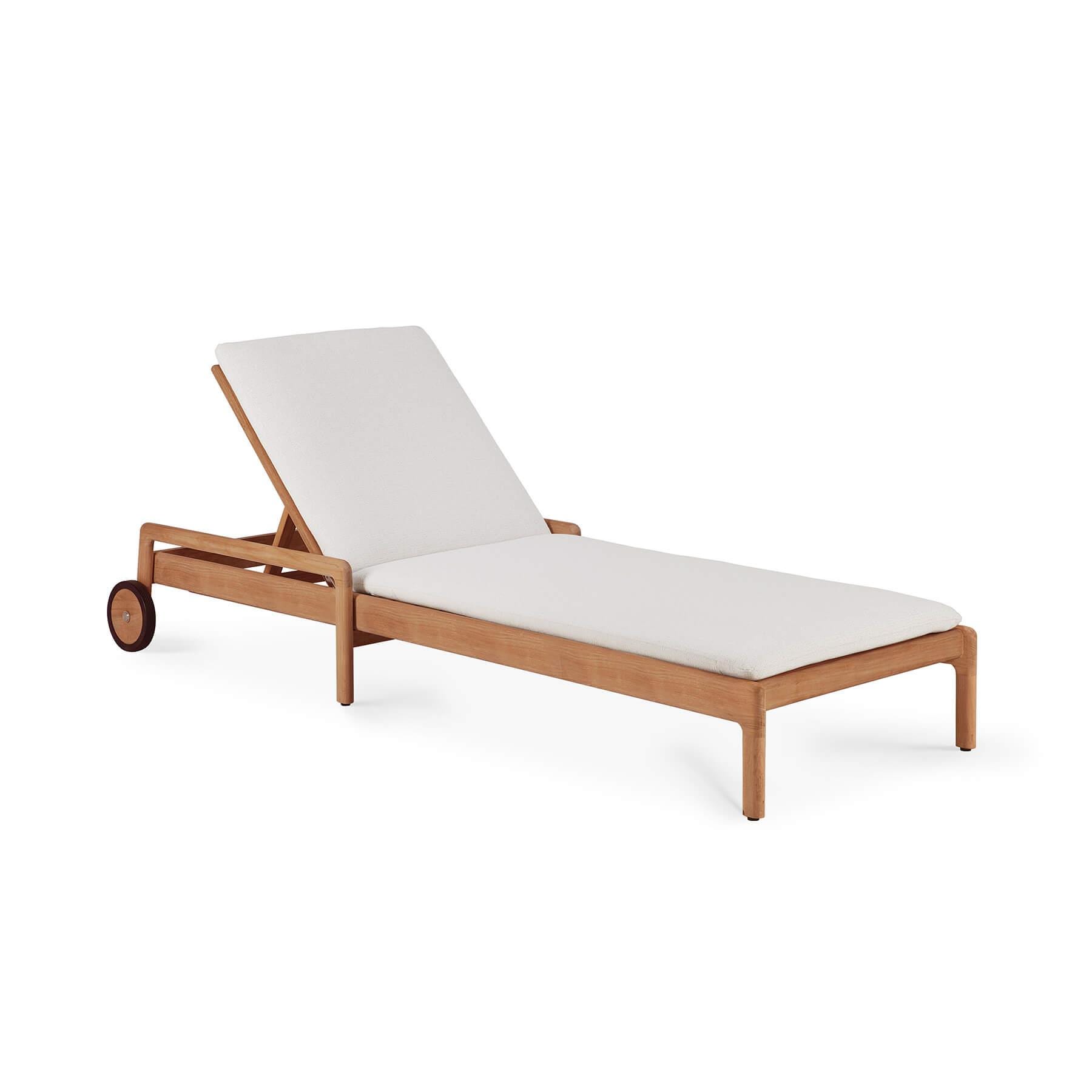 Ethnicraft Jack Outdoor Lounger Teak Thin Off White Light Wood