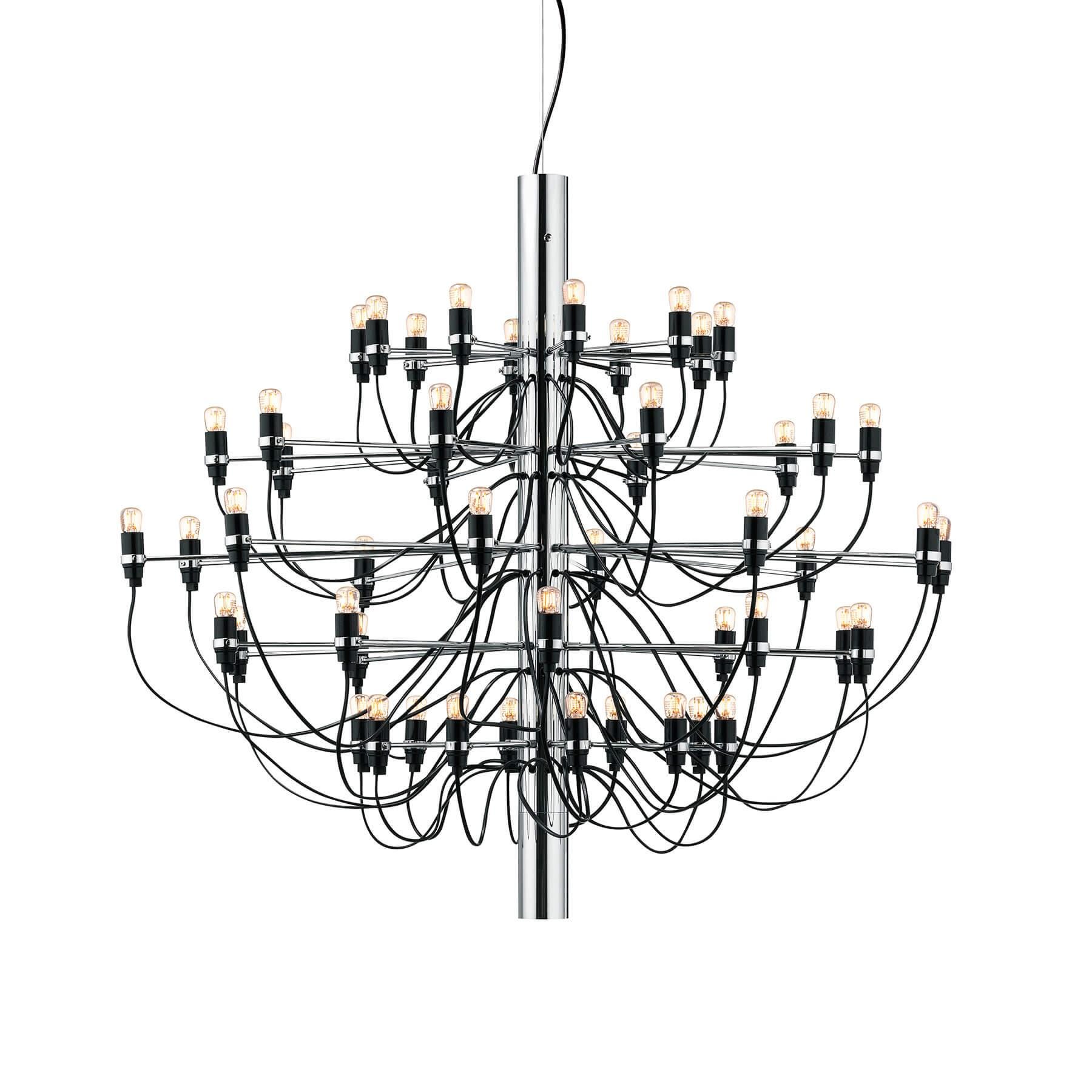 2097 Chandelier 50 Bulb Chrome Frosted Bulbs