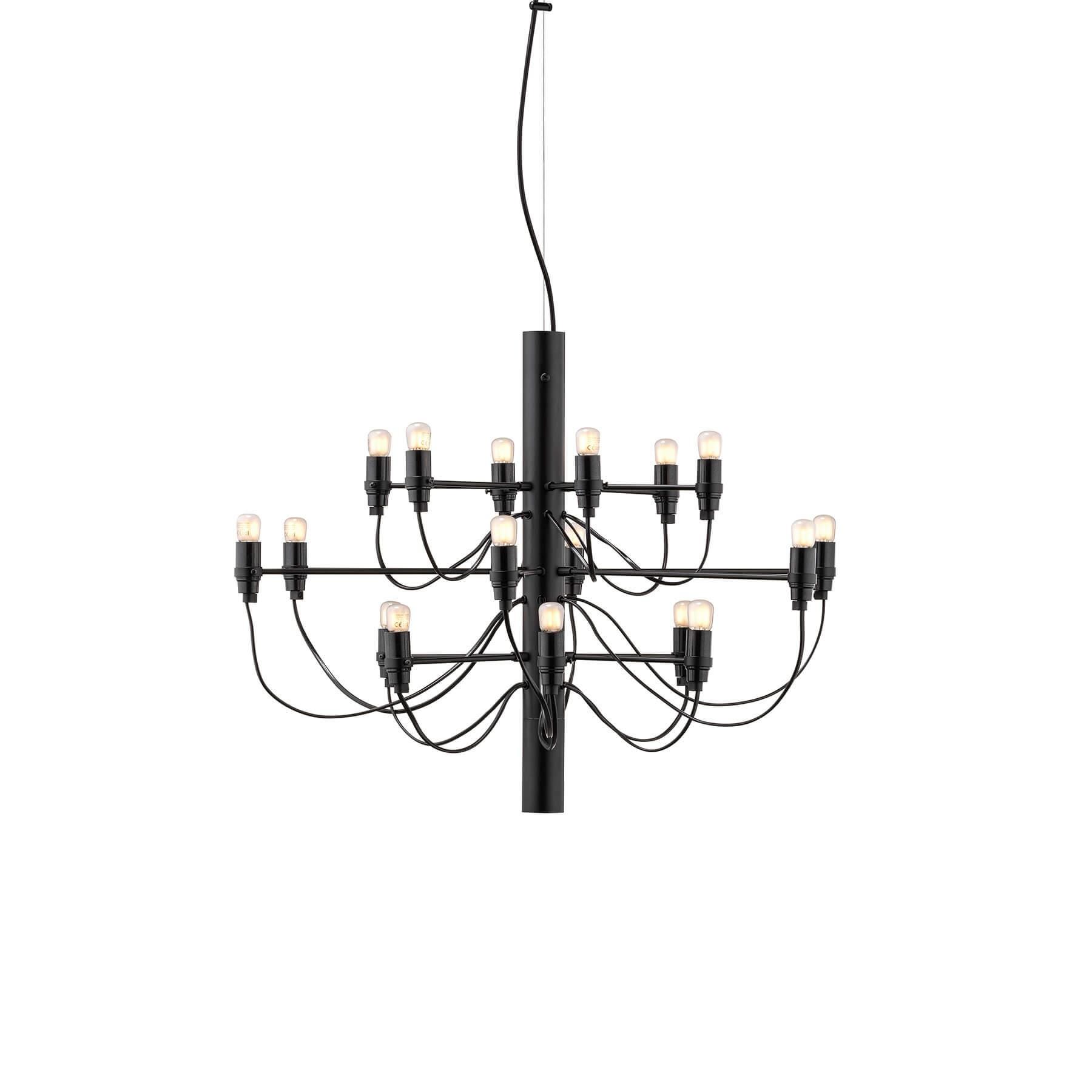 2097 Chandelier 18 Bulb Matt Black Clear Bulbs