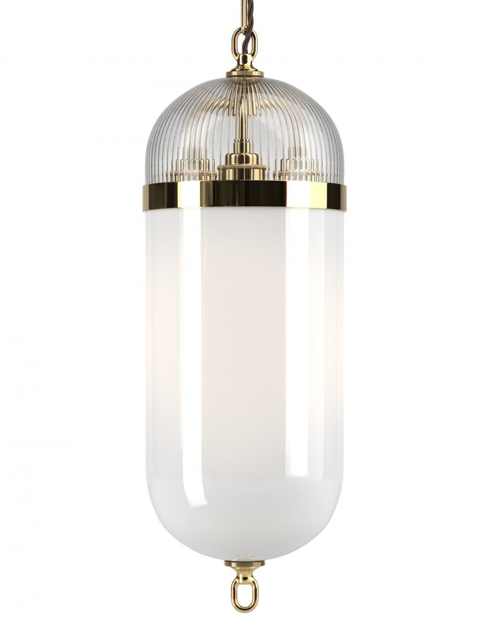 Aston Lantern Polished Brass Skinny White