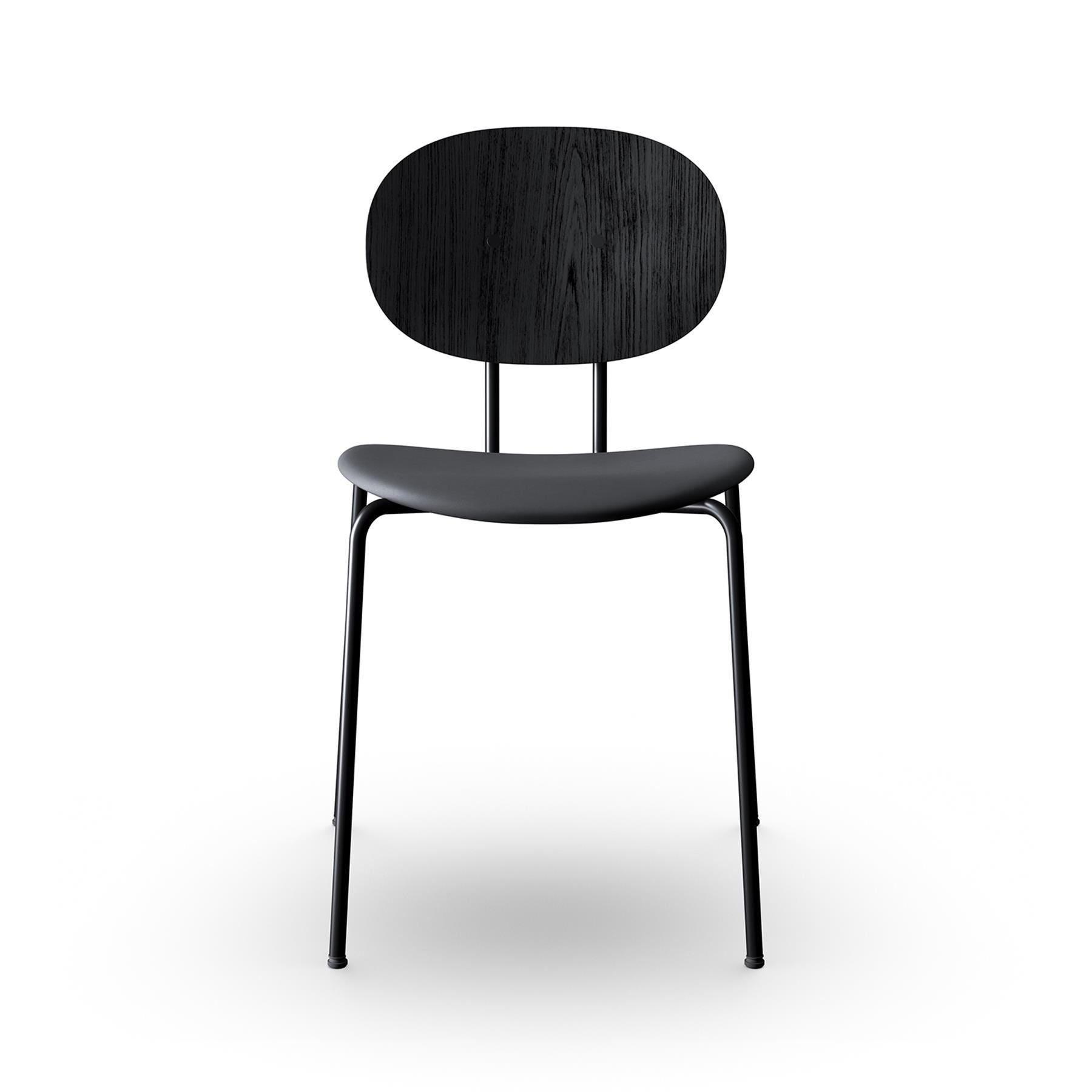 Sibast Piet Hein Dining Chair Black Steel Black Oak Dunes Anthracite Leather Designer Furniture From Holloways Of Ludlow