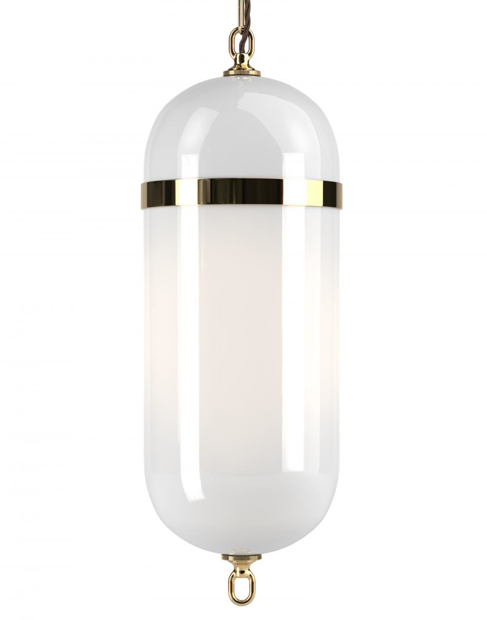 Aston Lantern Polished Brass White White