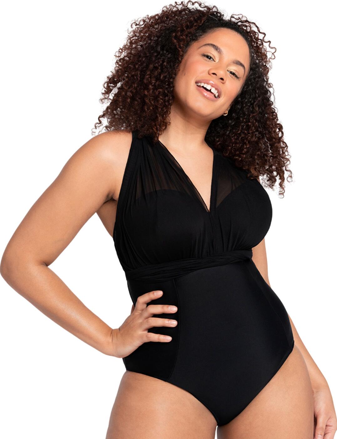 The Curvy Kate Wrapsody collection is a fun and versatile range, adjustable to suit you! This swimsuit can be tied and worn in multiple ways to create a weeks worth of gorgeous looks. Based on the best selling fit of the 'Luxe' bra, this swimsuit is both supportive and stylish. With 'Xtra Life Lycra' for long lasting shape retention and resistance against heat, chlorine and sunscreen. This LBS (little black swimsuit) has lightweight mesh wrap panels for fast drying time and comfort when you're out of the pool.  Clever mesh wrap panels for a mixture of versatile looks Underwired for added support and uplift Good rear coverage Plastic clip fastening Fast-drying and long-lasting shape retention material Composition:- 82% Polyamide, 7% Polyester, 6% Elastane & 5% Lycra, Excludes Trimmings.  Listed in UK sizes    36195-66365-1250415 CS005600 Swimsuit