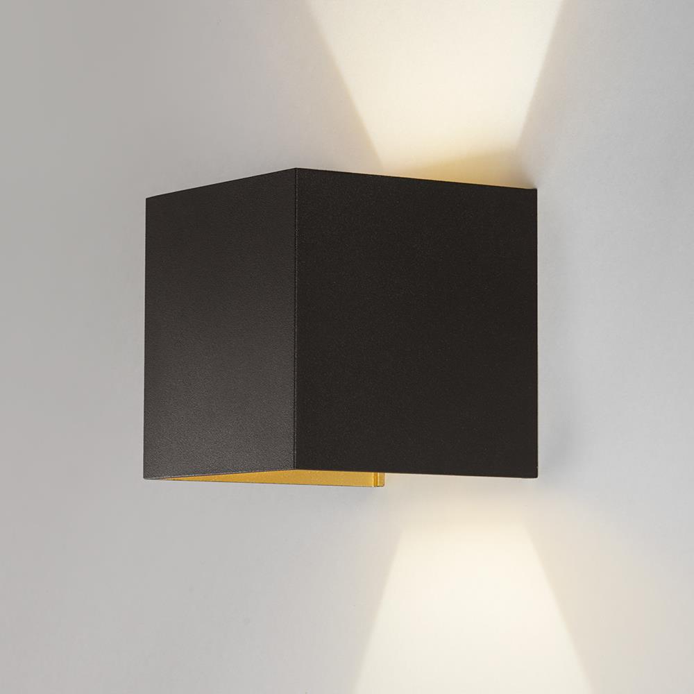 Box Up And Down Wall Light Small Black Gold