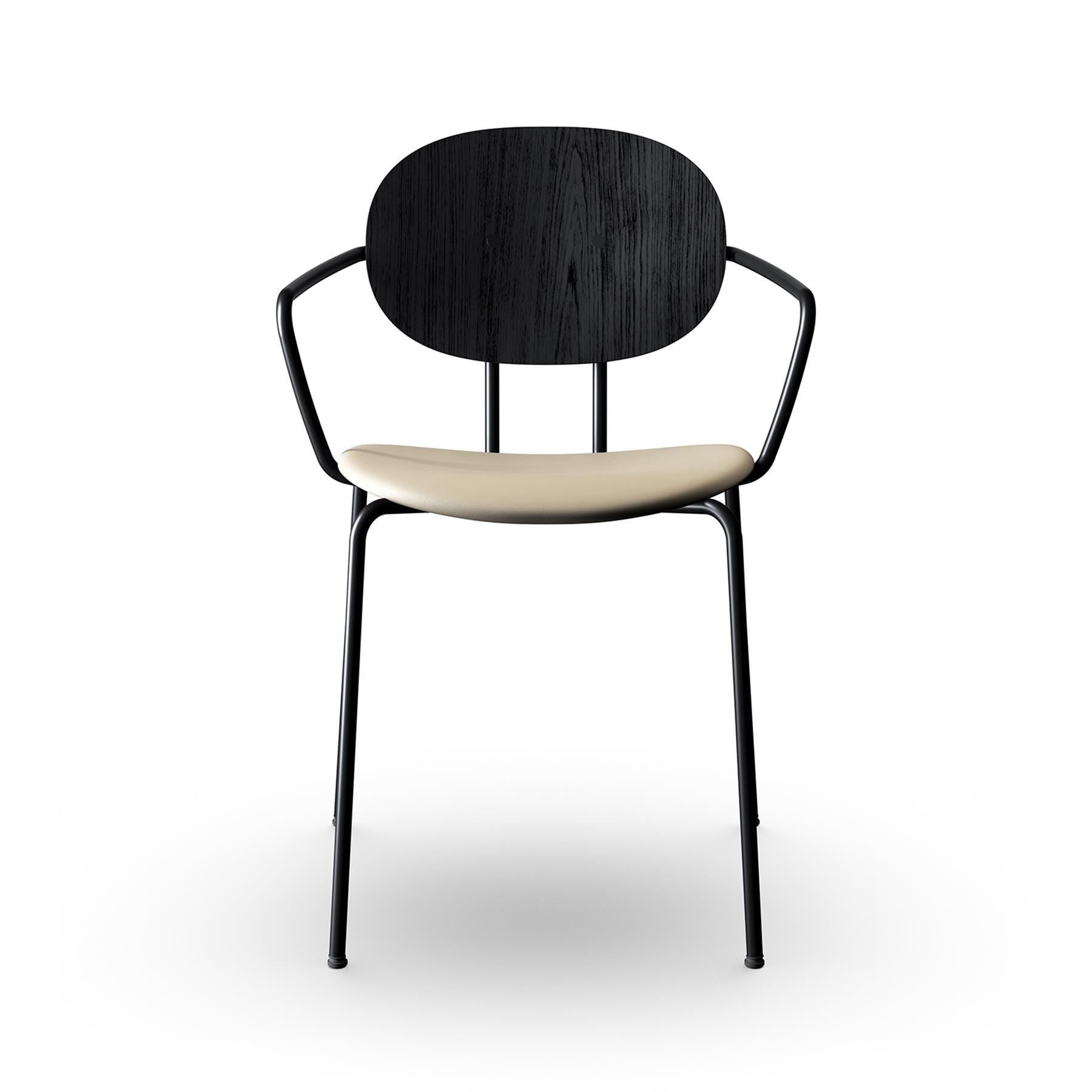 Sibast Piet Hein Dining Chair With Arms Black Steel Black Oak Silk Stone Grey Designer Furniture From Holloways Of Ludlow