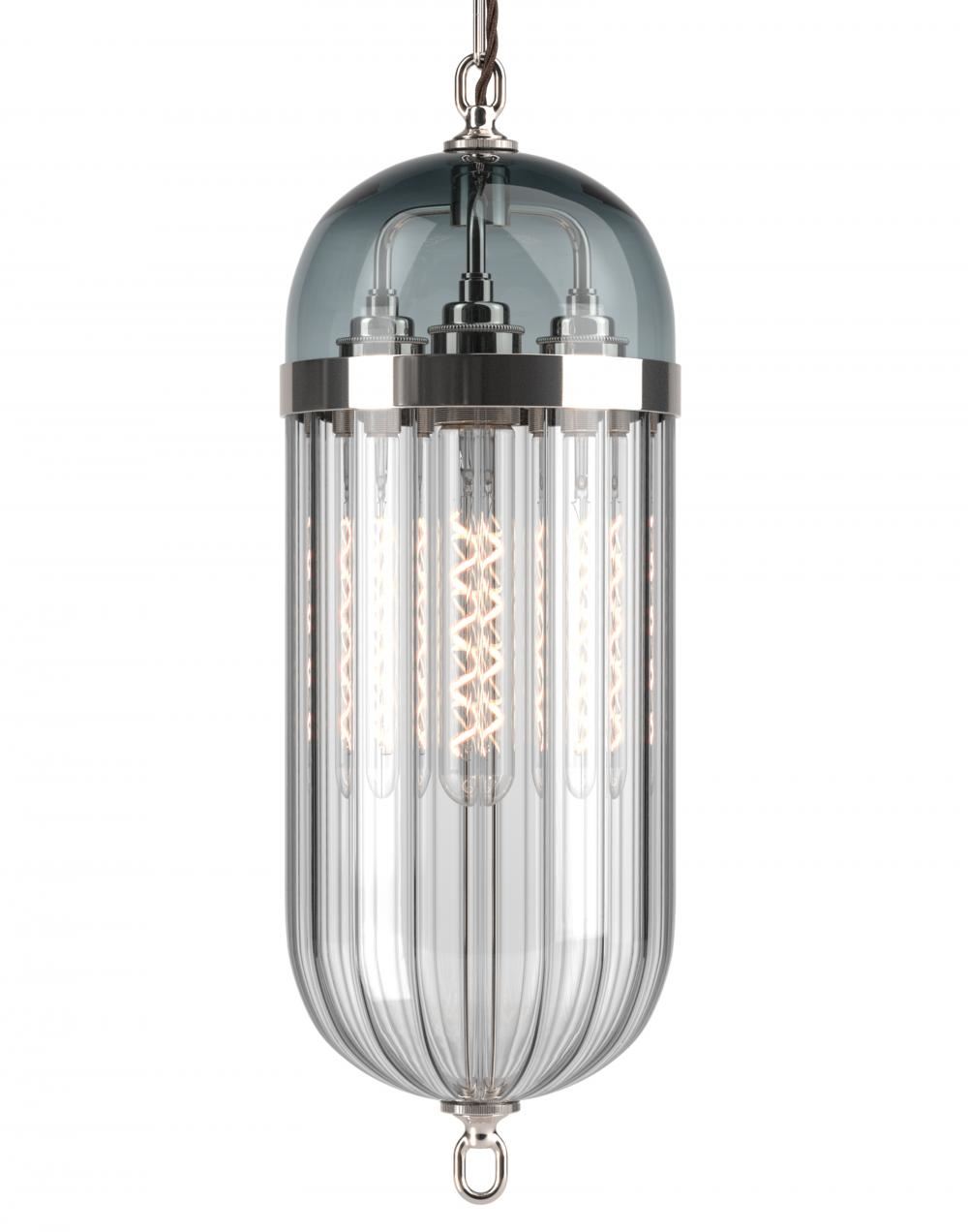 Aston Lantern Nickel Smoked Ribbed