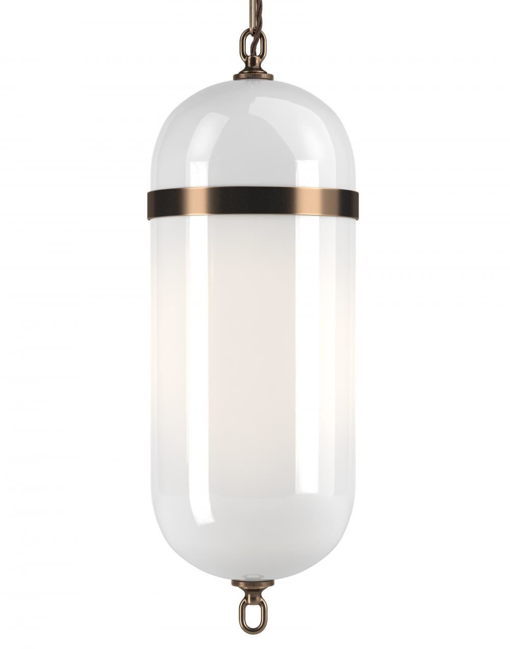 Aston Lantern Antique Brass White White