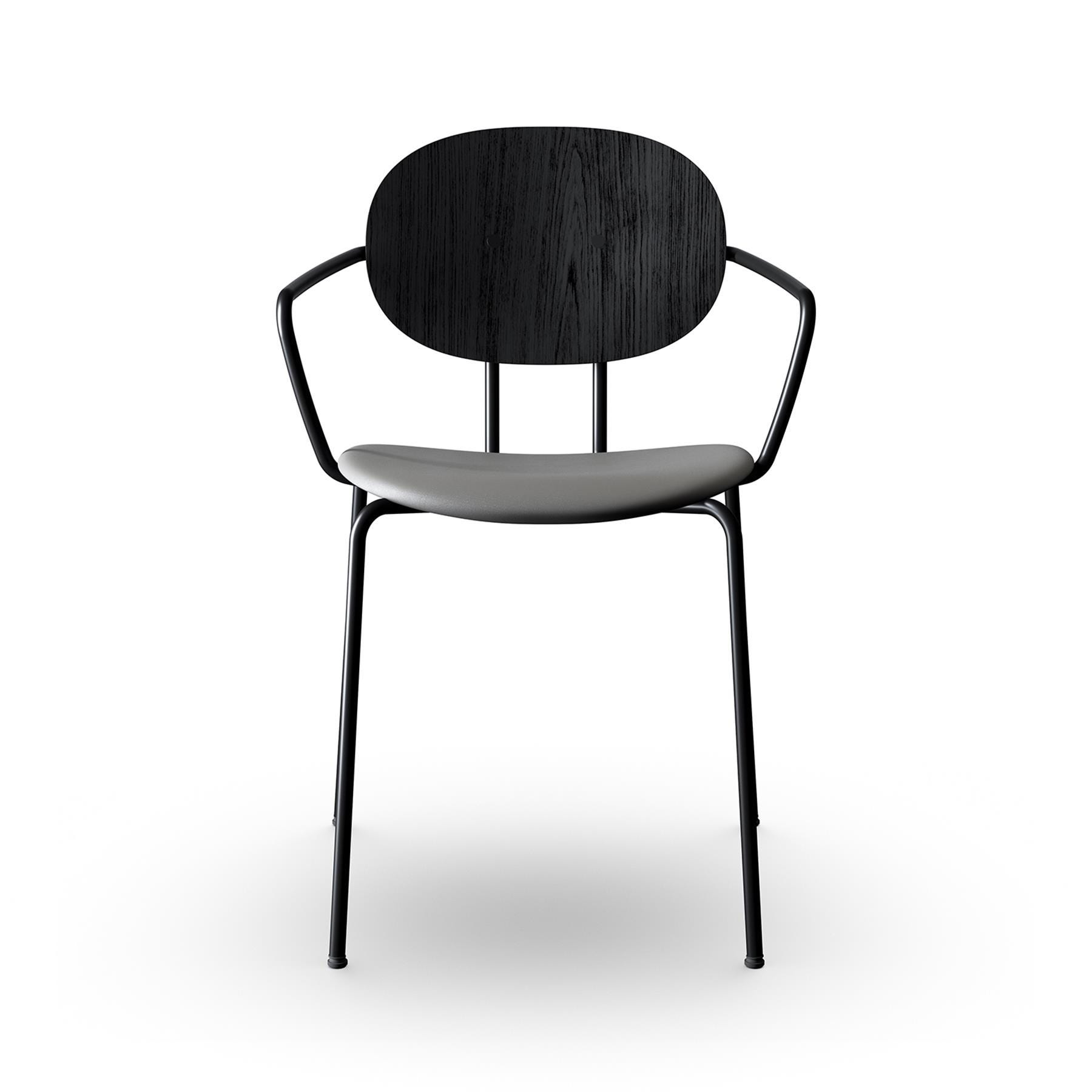 Sibast Piet Hein Dining Chair With Arms Black Steel Black Oak Silk Grey Designer Furniture From Holloways Of Ludlow