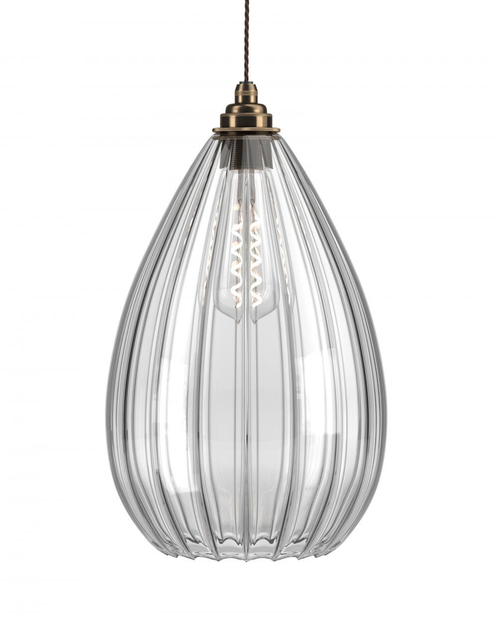 Fritz Fryer Wellington Pendant Xl Ribbed Antique Brass Clear Designer Pendant Lighting