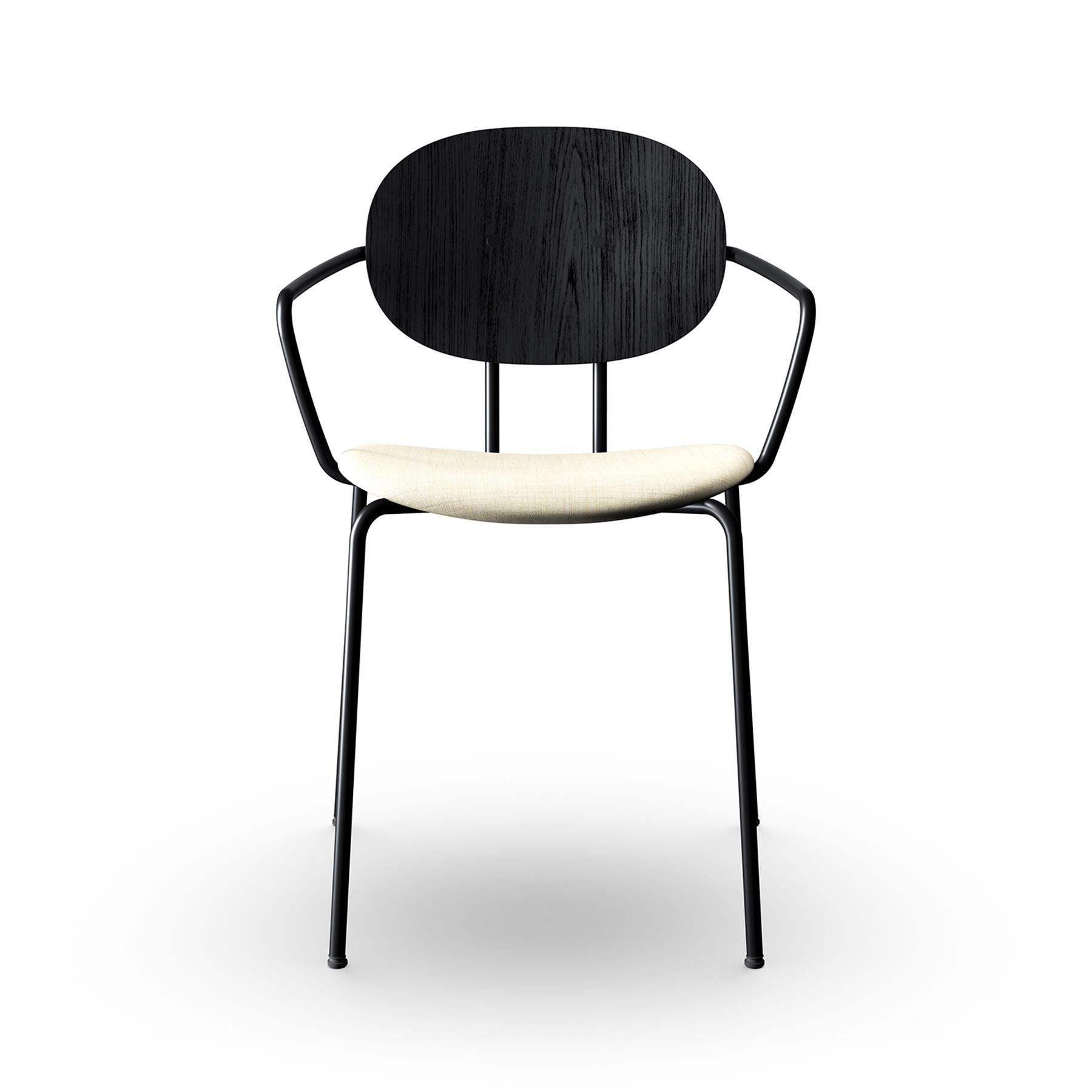 Sibast Piet Hein Dining Chair With Arms Black Steel Black Oak Remix 223 Cream Designer Furniture From Holloways Of Ludlow