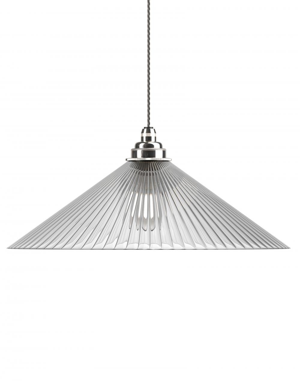 Fritz Fryer Hay Pendant Xl Skinny Ribbed Nickel Clear Designer Pendant Lighting