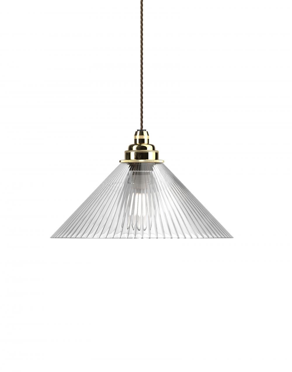 Fritz Fryer Hay Pendant Medium Skinny Ribbed Polished Brass Clear Designer Pendant Lighting