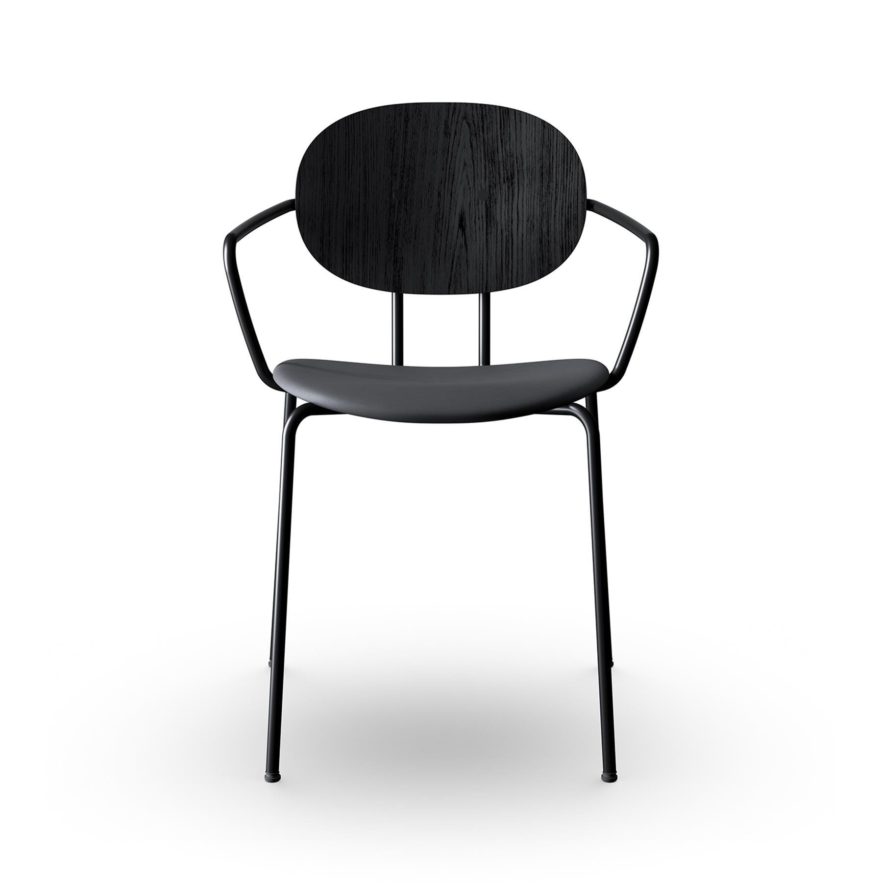 Sibast Piet Hein Dining Chair With Arms Black Steel Black Oak Dunes Anthracite Leather Designer Furniture From Holloways Of Ludlow