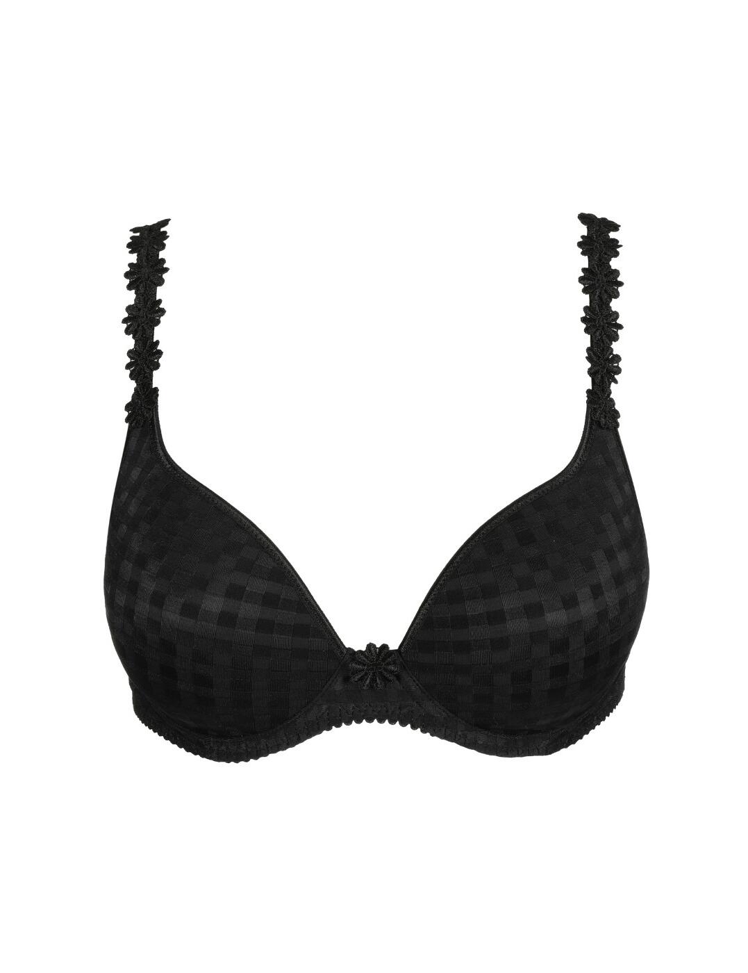 Attention all women who appreciate the finer things in life and believe that every day deserves a touch of luxury: Introducing the Marie Jo Avero padded heart-shaped bra. The heart-shaped cups enhance your natural curves with a flattering plunging neckline, making it perfect for any outfit or occasion. Designed for maximum support, the underwired structure lifts beautifully, while smooth cups ensure a seamless fit. With multiway straps, versatile styling options are at your fingertips. The exquisite checked print and delicate flower embroidery along the straps and centre add a playful yet feminine touch. The hook and eye closure ensures a secure fit, allowing you to move confidently throughout your day. Complete your look with matching pieces from the Avero range, and experience the blend of style and comfort that will make you feel like royalty.