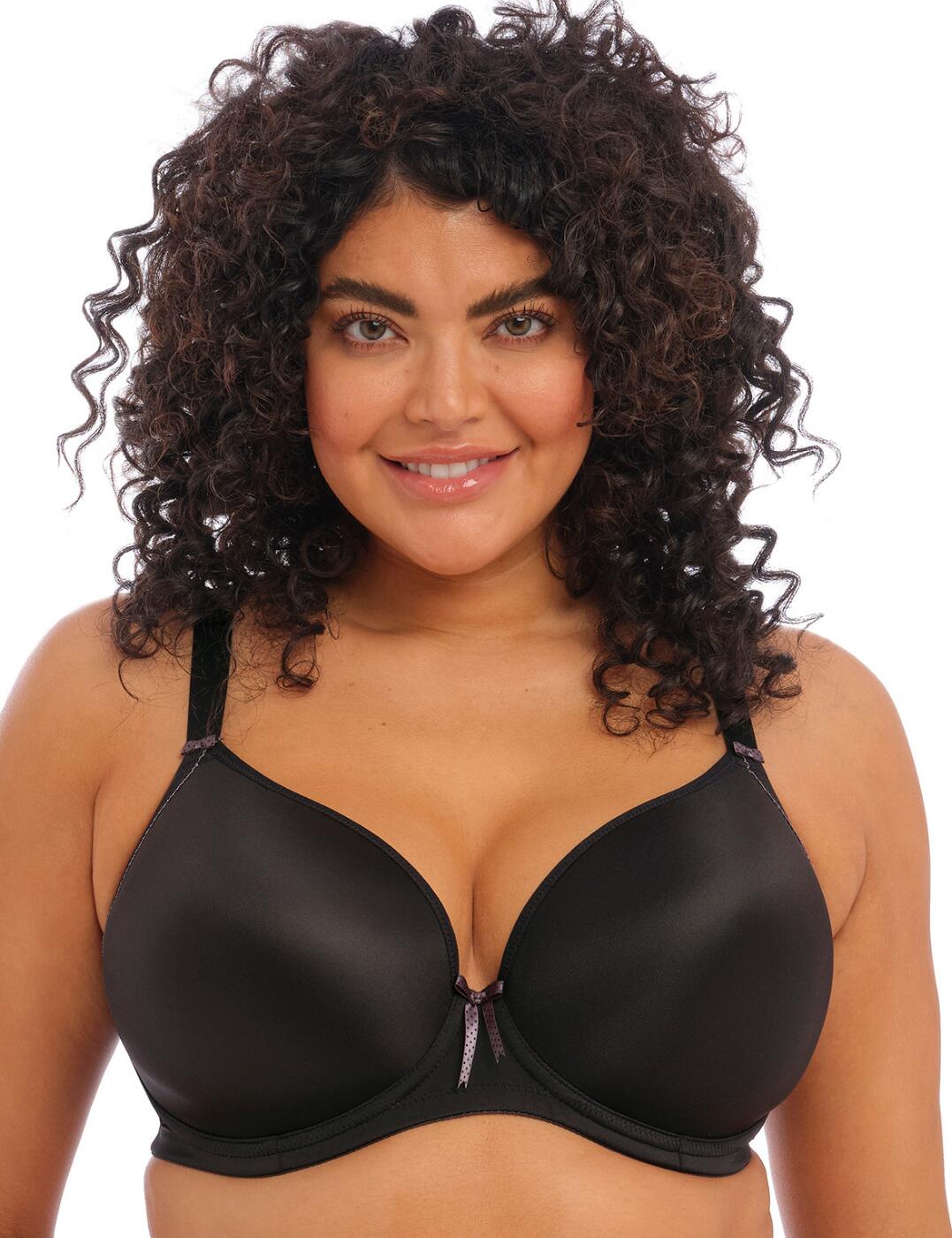 The Elomi Bijou moulded bra is the perfect everyday bra. Crafted with your body in mind, this moulded bra boasts a smooth moulded cup that creates a soft rounded bust that is perfectly versatile and discrete when layered under outfits. This moulded bra is underwired to offer lift and support to your curves with the deep plunging neckline offering a flattering look to your decolletage. This piece comes with an innovative J-hook for an optional racerback design.  Perfectly rounded shape Plunge-style cups without push-ups Underwired cups Hook and eye closure Low centre front and underarm for a comfortable fit Elastic trim to neck edge Moulded cups for a smoother silhouette Fully adjustable fixed straps J-hook for racerback style Finished with pretty bow Country of origin: Sri Lanka Composition: 70% Polyamide &pipe; 30% Elastane Listed in UK sizes  26502-48134-980421 8722 Moulded Bra