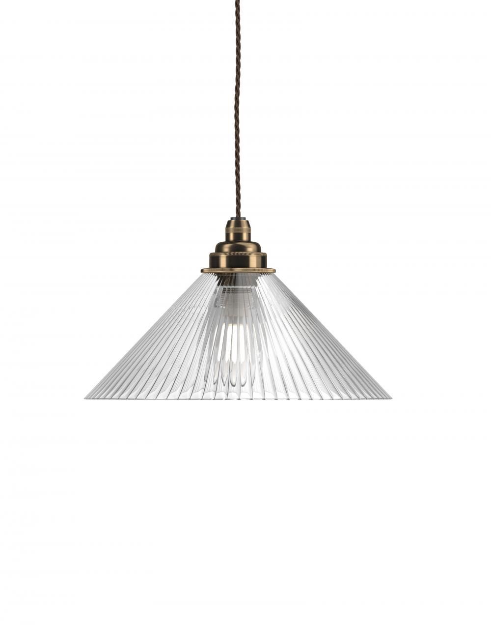 Fritz Fryer Hay Pendant Medium Skinny Ribbed Antique Brass Clear Designer Pendant Lighting