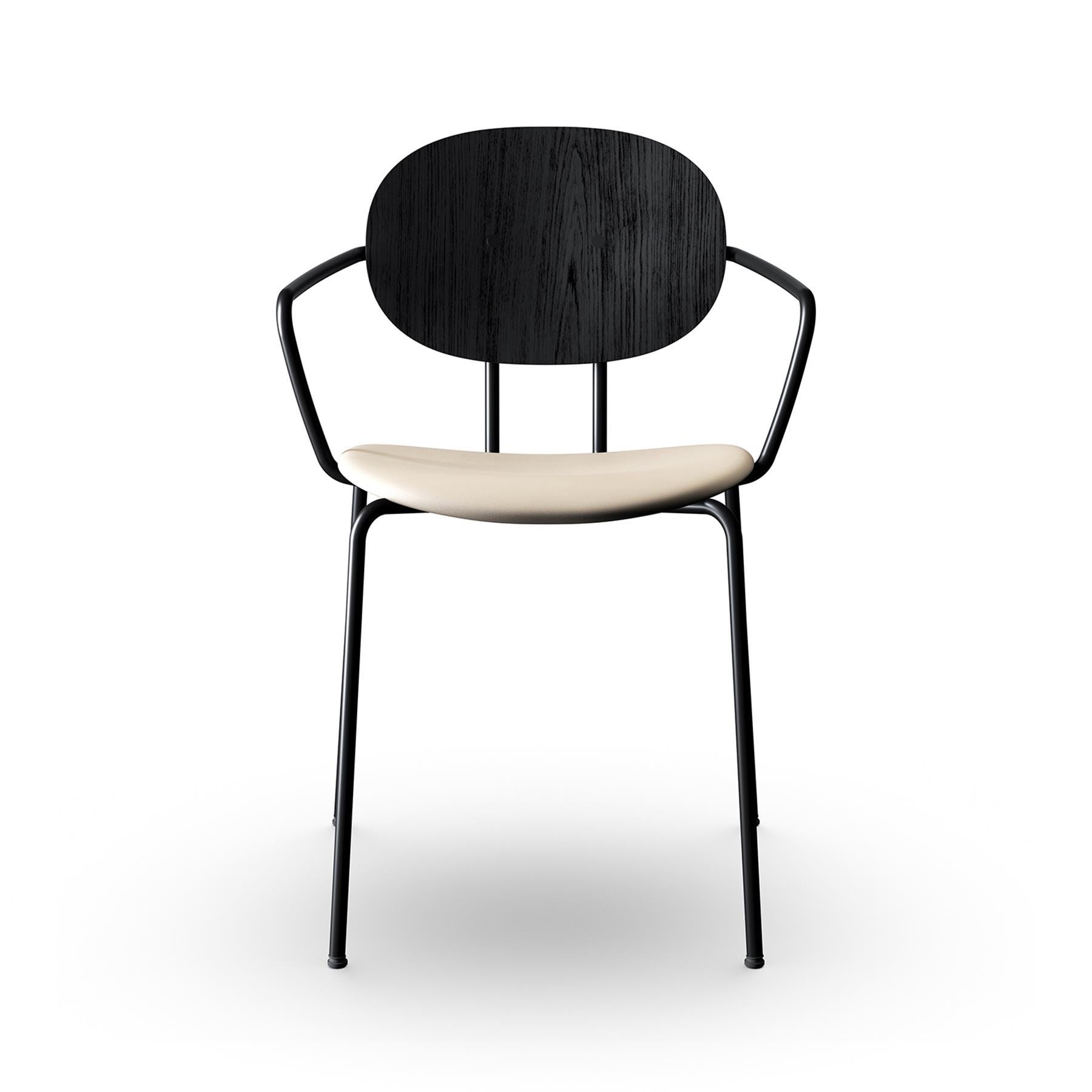 Sibast Piet Hein Dining Chair With Arms Black Steel Black Oak Ultra Earth Cream Designer Furniture From Holloways Of Ludlow