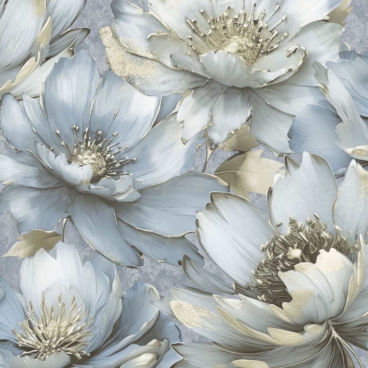 Aminah Blue Floral Designer Wallpaper Muriva 224504