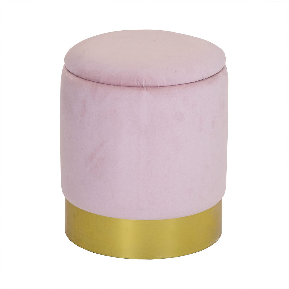 Charles Bentley Velvet Storage Pouffe Blush Pink