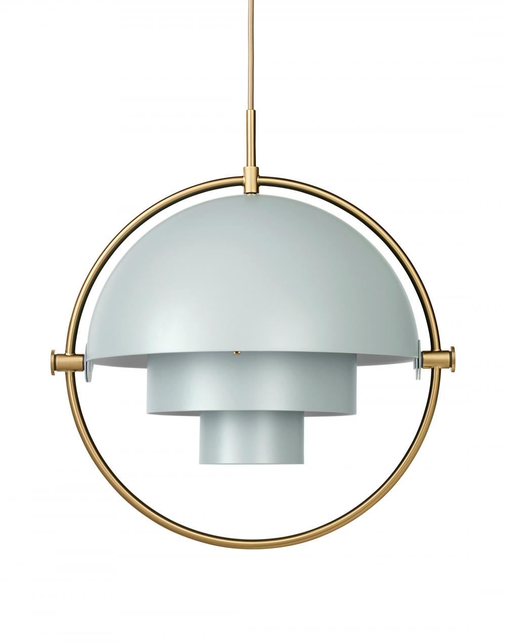 Multilite Pendant Light Large Sea Grey Brass Details