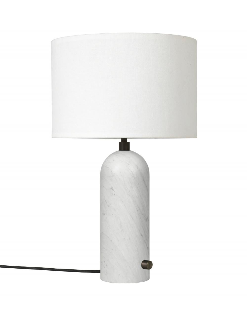 Gravity Table Lamp Small White Marble White Shade