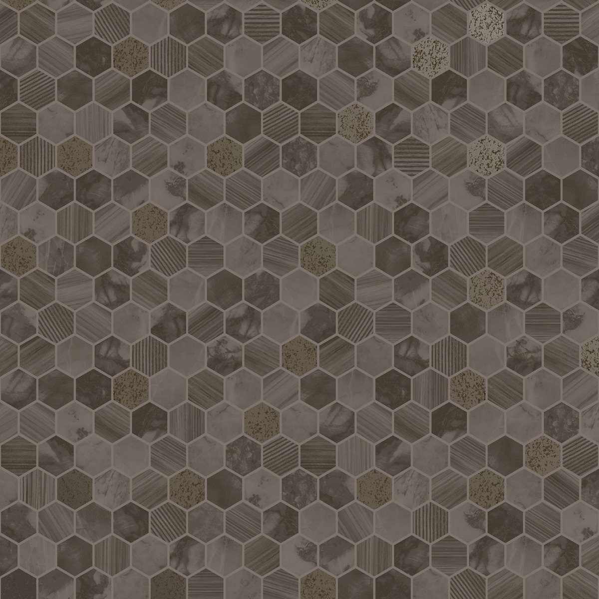 Holden Decor Hexara Tile Bronze Kitchen And Bathroom Wallpaper, Black