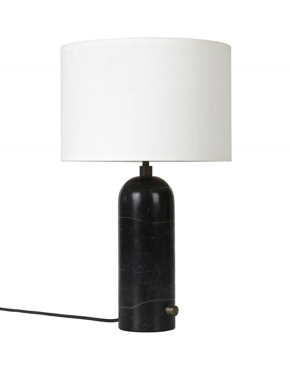 Gravity Table Lamp Small Black Marble White Shade