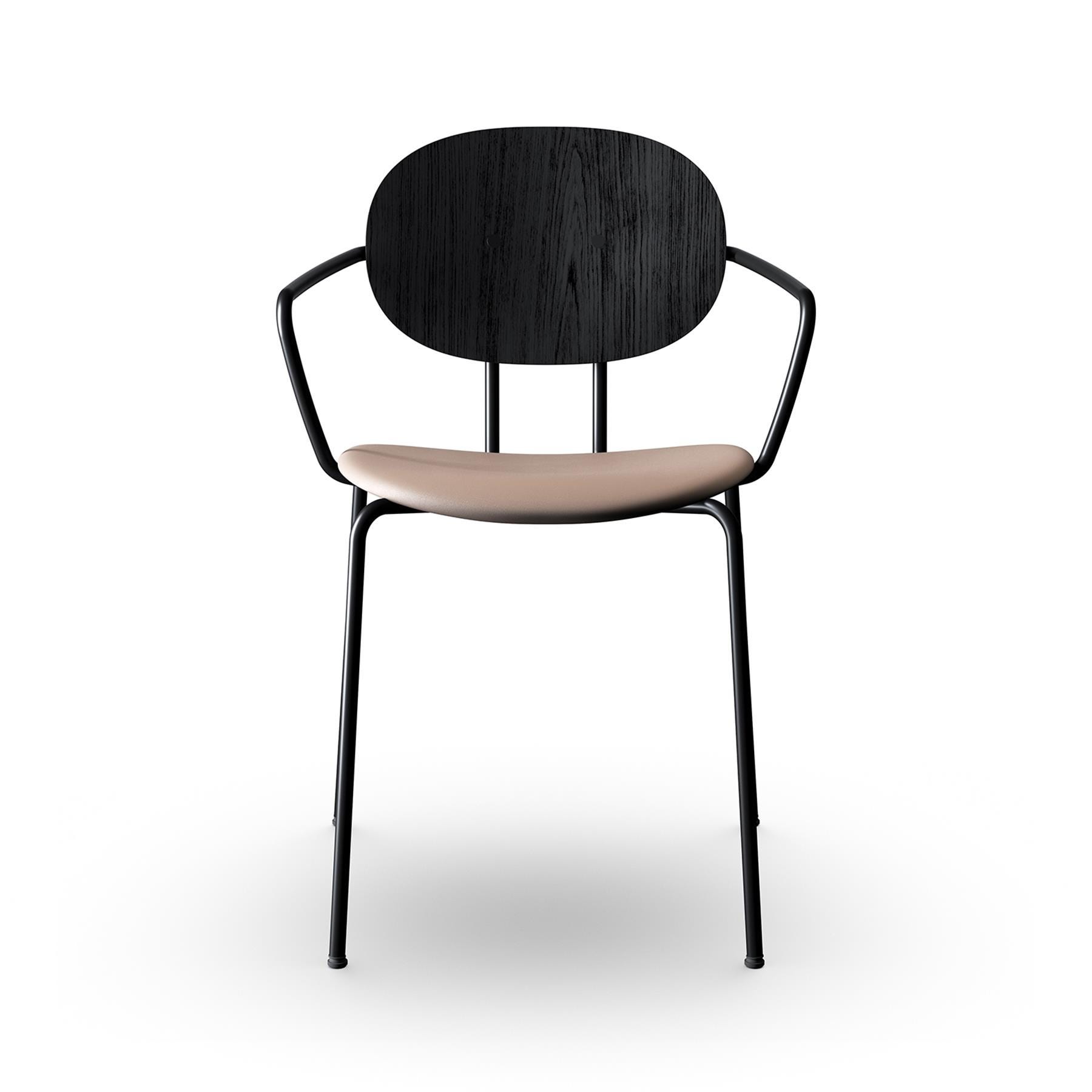 Sibast Piet Hein Dining Chair With Arms Black Steel Black Oak Silk Nougat Grey Designer Furniture From Holloways Of Ludlow