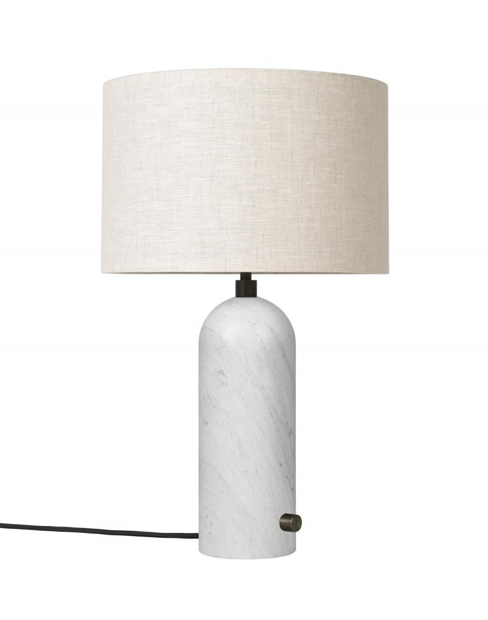 Gravity Table Lamp Small White Marble Canvas Shade