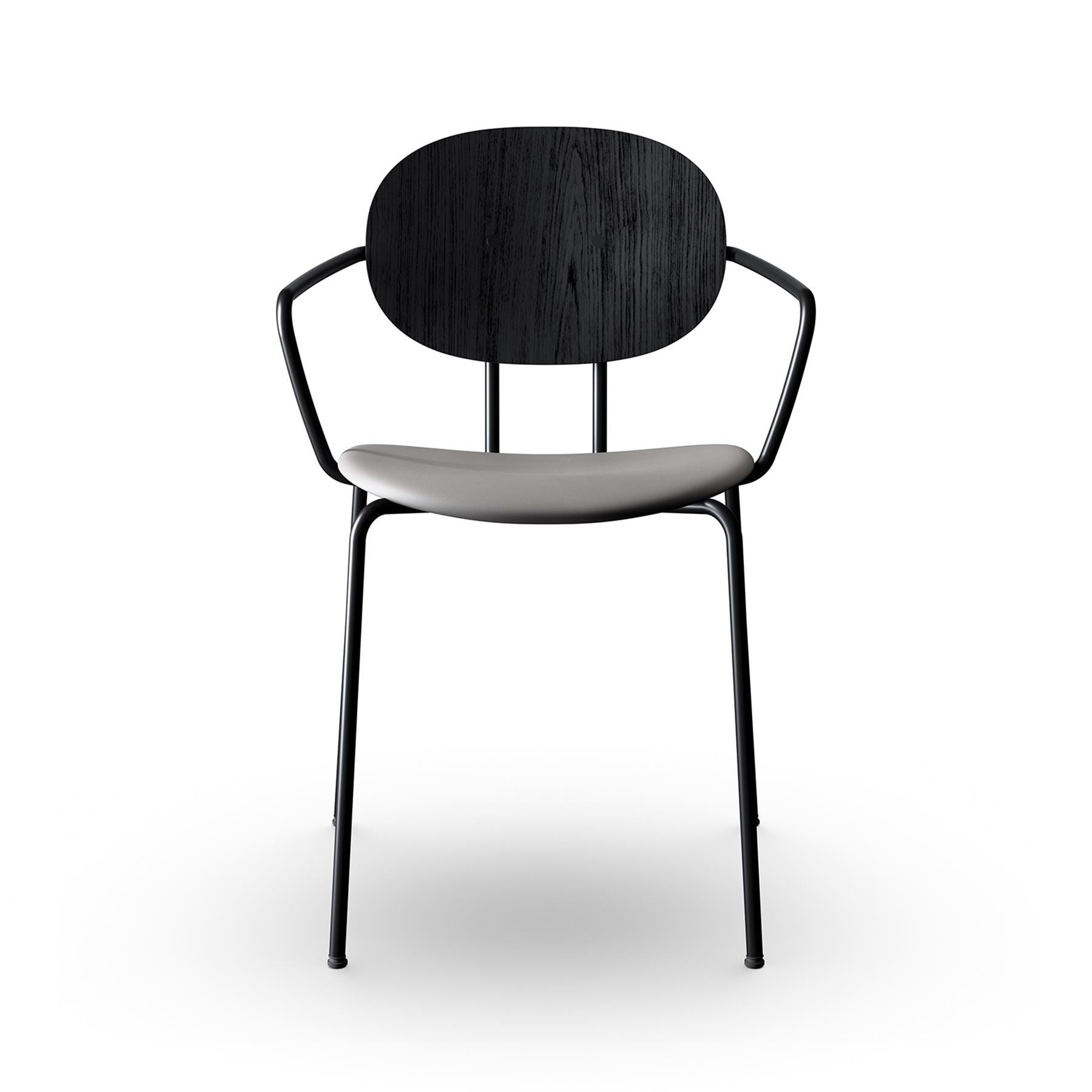 Sibast Piet Hein Dining Chair With Arms Black Steel Black Oak Ultra Grey Designer Furniture From Holloways Of Ludlow