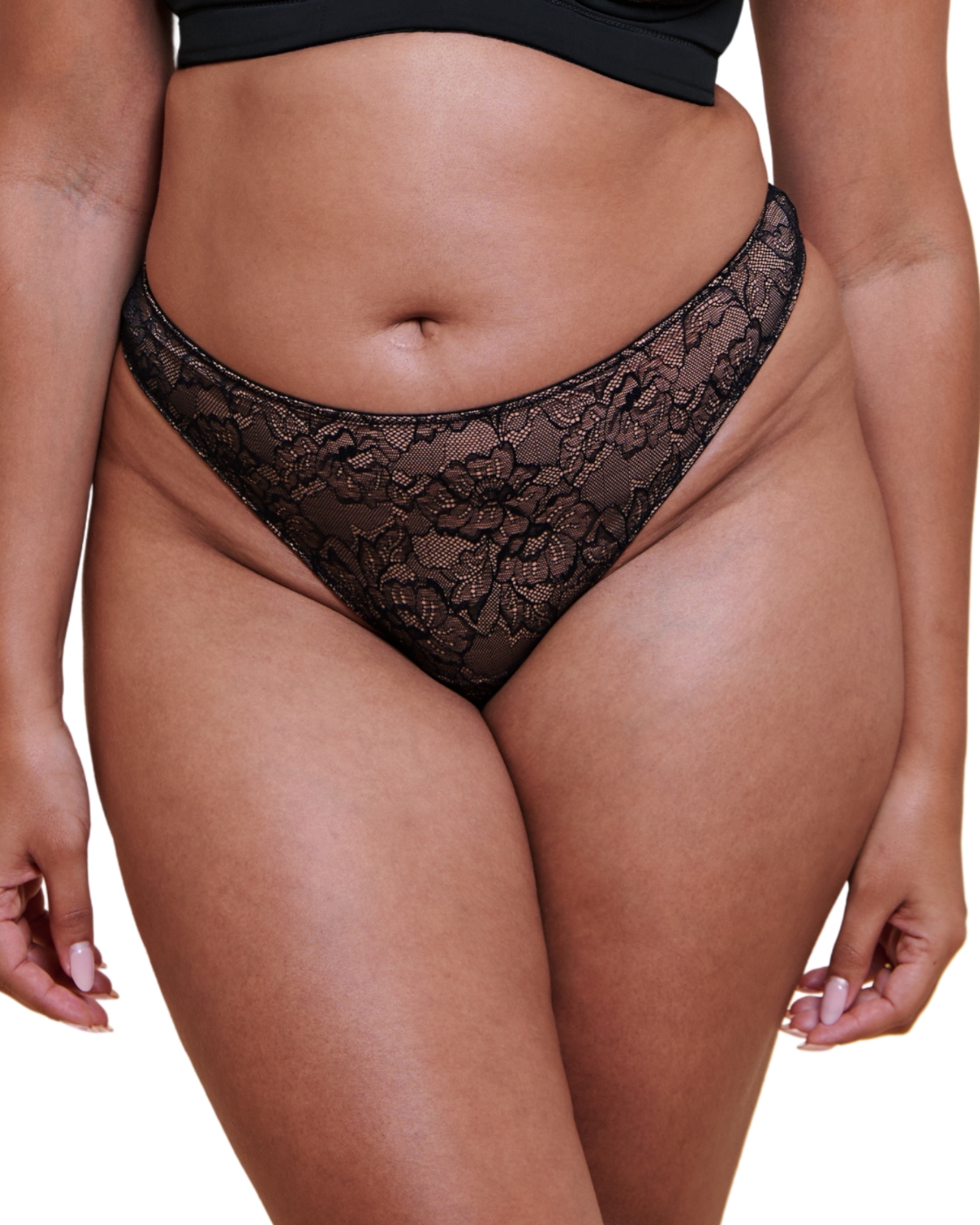 Curvy Kate Hey Girls Thong - Black/Latte - L - 14