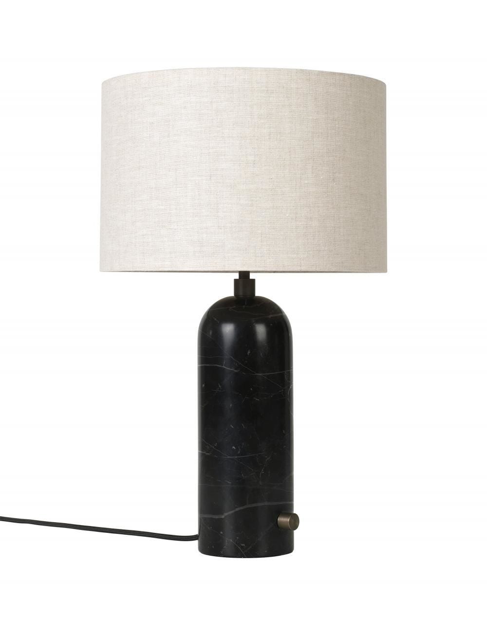 Gravity Table Lamp Small Grey Marble Canvas Shade