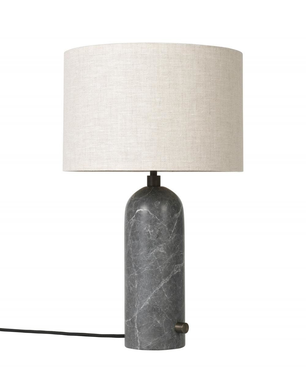 Gravity Table Lamp Small Black Marble Canvas Shade