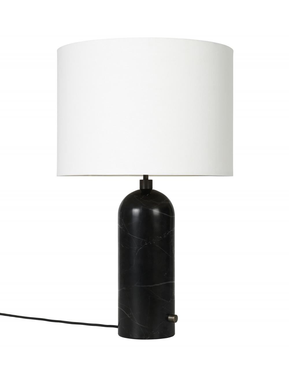 Gravity Table Lamp Large Black Marble White Shade