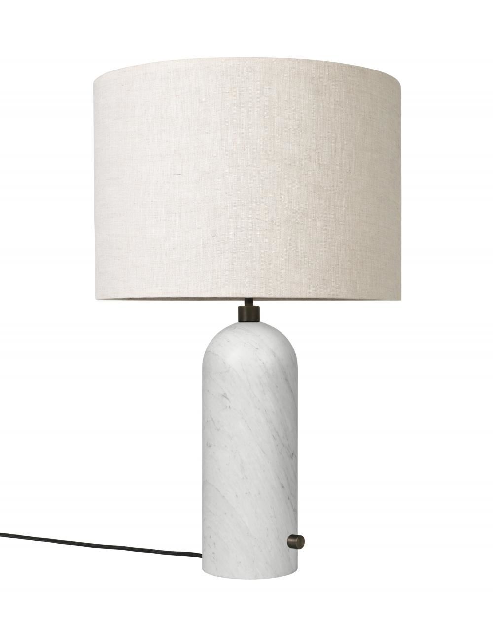 Gravity Table Lamp Large White Marble Canvas Shade