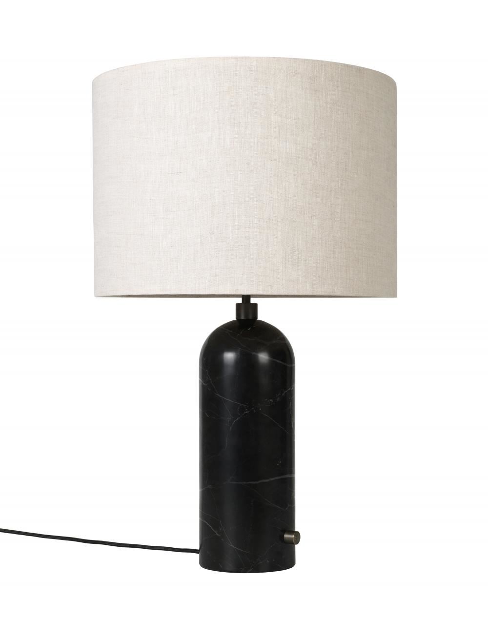 Gravity Table Lamp Large Black Marble Canvas Shade