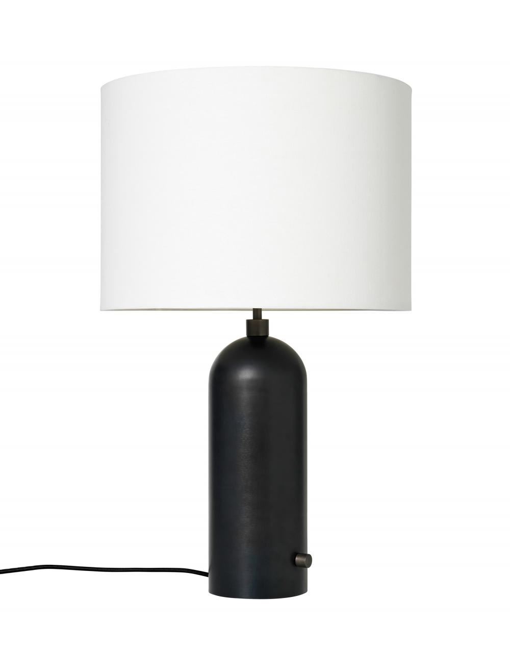 Gravity Table Lamp Large Blackened Steel White Shade