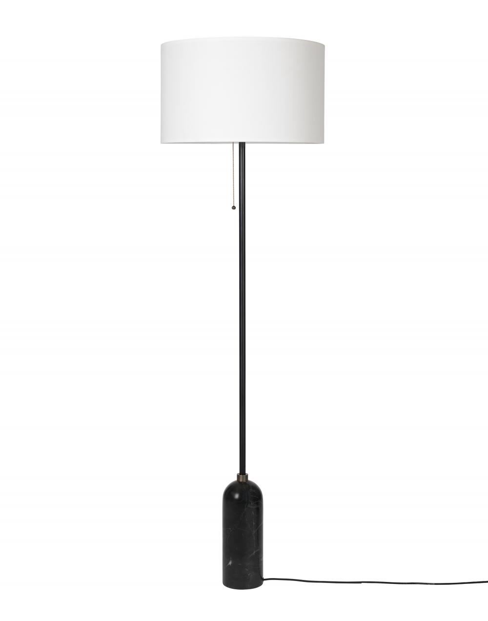 Gravity Floor Lamp Black Marble White Shade