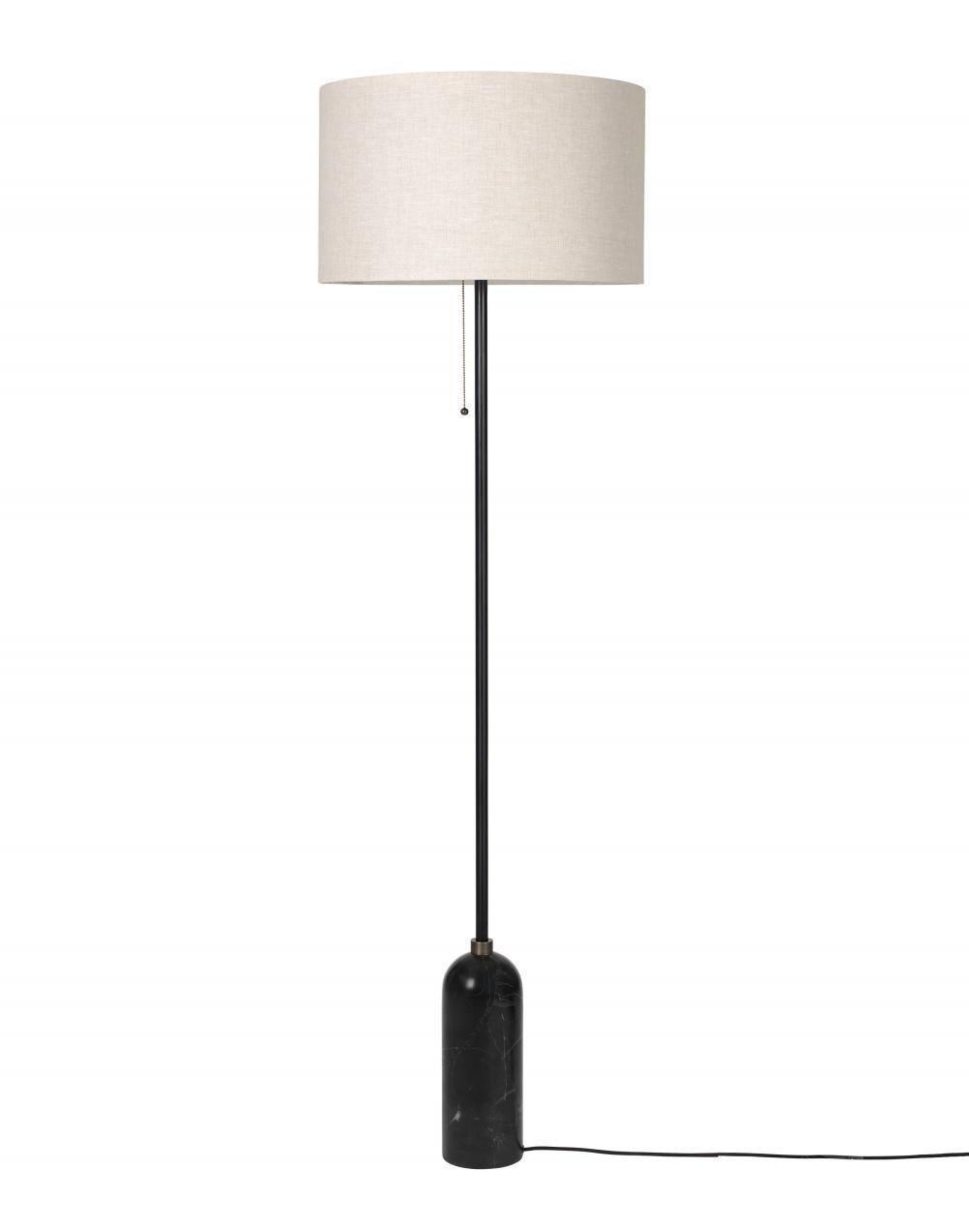 Gravity Floor Lamp Black Marble Canvas Shade