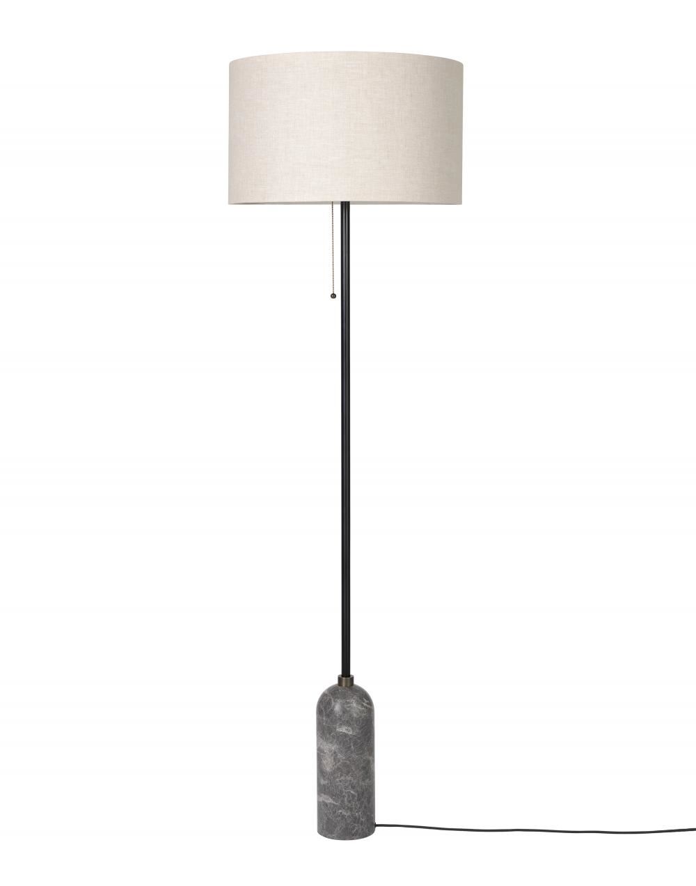 Gravity Floor Lamp Grey Marble Canvas Shade