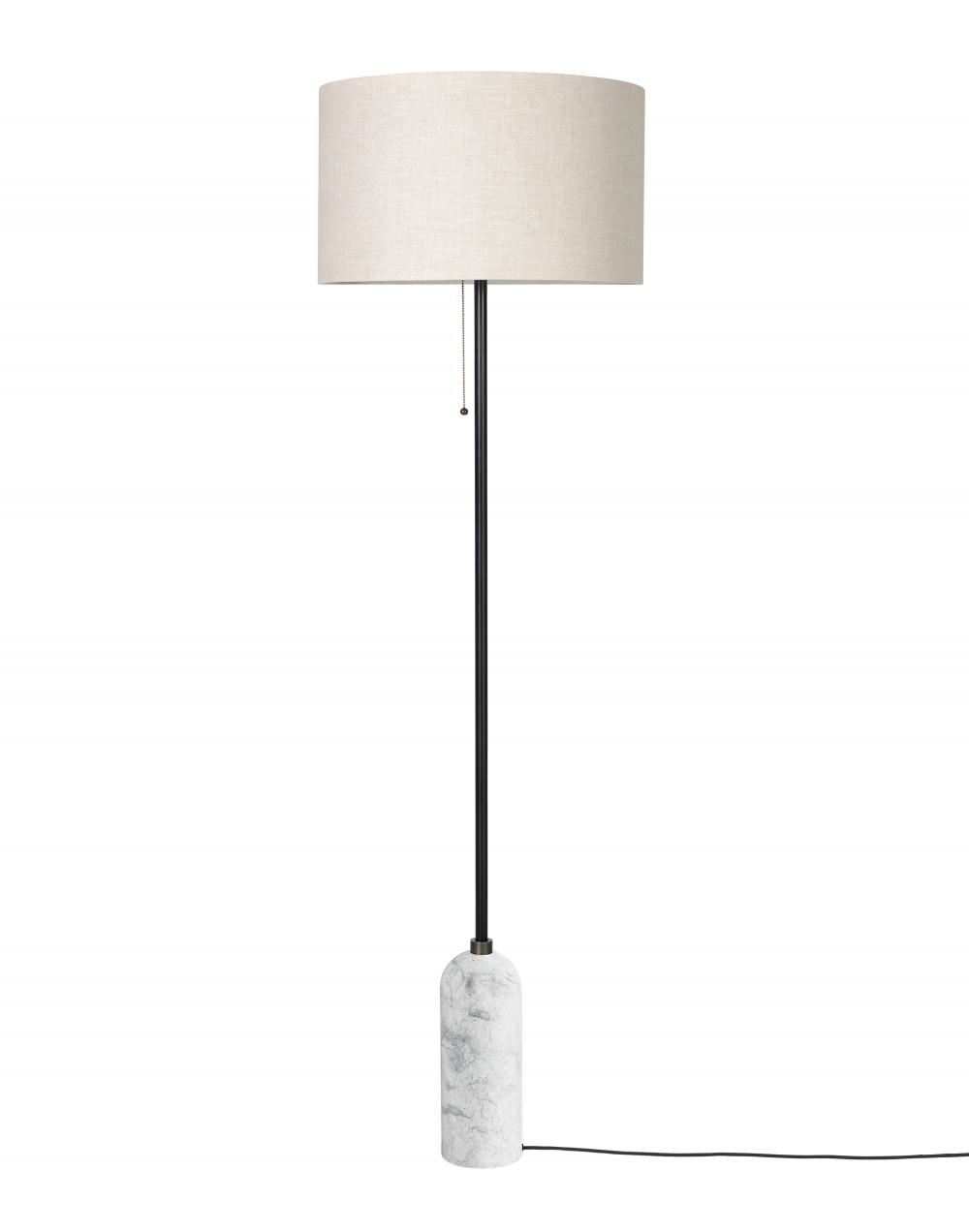 Gravity Floor Lamp White Marble Canvas Shade