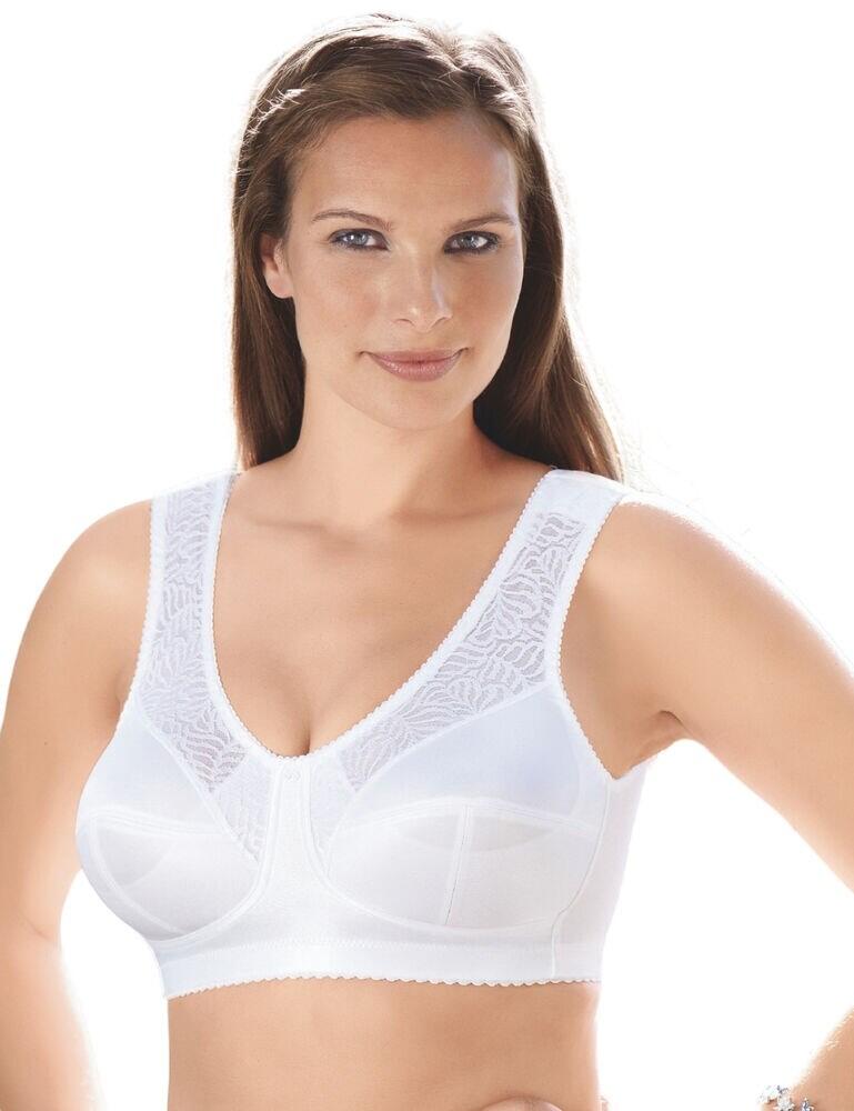This Mylena support bra from Anita is the perfect addition to your lingerie collection. Featuring wide non-adjustable straps that are padded for added comfort, relieving strain on the shoulders and neck. The three-section cups create a gorgeous rounded shape with a wide hook and eye fastening in the back for added support. Finished off with a delicate lace design going up the straps adding a feminine touch.