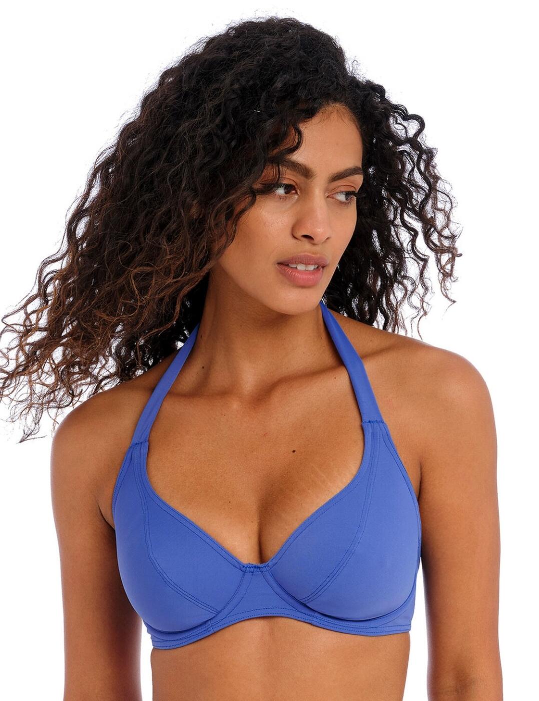 Introducing the Freya Jewel Cove halter bikini top; the perfect combination of style and support. This classic design bikini top features a low plunging neckline creating a cheeky and alluring look. Constructed with non-padded, powernet-lined cups with underwiring for extra support and lift, this halter top is comfortable to wear and perfect for hot days in the sun. The fixed halter ties and classic clasp fastening at the back ensure a secure fit perfect for all-day wear. To complete your look, why not pair our Freya Jewel Cove halter bikini top with matching coordinating items today?  Halter bikini top Low plunging neckline Underwired Non-padded Powernet lined cups for support Fixed halter ties Classic back clasp fastening Matching coordinates available Country of origin: Indonesia Composition: 82% Polyamide &pipe; 18% Elastane Listed in UK sizes  60057-104862-1374872 7232 Halter Bikini Top
