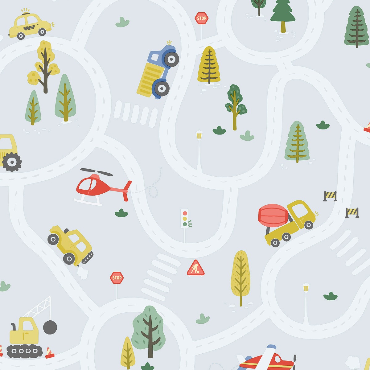 Holden Decor Roundabout Road Light Blue Children's Wallpaper, Blue